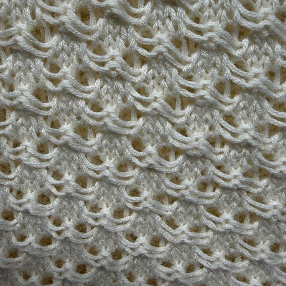 Chicos Cream Cottagecore Fairycore Crochet Open Knit Sweater Small Boho Layering